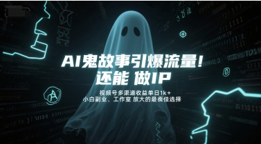 AI鬼故事引爆流量，还能做IP，视频号多渠道收益单日1k+，小白副业、工作室放大的最佳选择-猴哥项目网