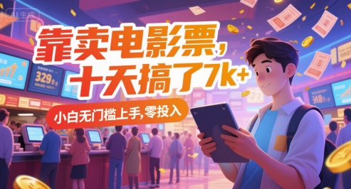靠卖电影票，十天搞了7k+，小白无门槛上手，零投入【揭秘】-猴哥项目网