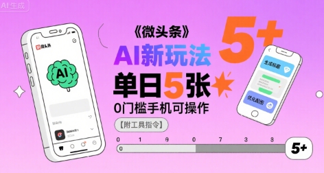 微头条AI新玩法，小白单日5张+，0门槛手机可操作【附工具指令】-猴哥项目网