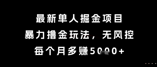 最新单人掘金项目，暴力撸金玩法，无风控，每个月多挣5k+【揭秘】-猴哥项目网