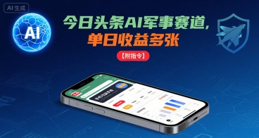 今日头条AI军事赛道，单日收益多张 ，手机可做【附指令】-猴哥项目网