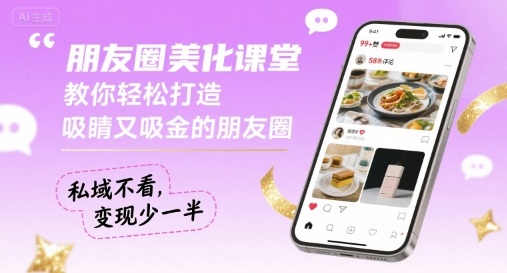 朋友圈美化课堂，教你轻松打造，吸睛又吸金的朋友圈，私域不看，变现少一半-猴哥项目网