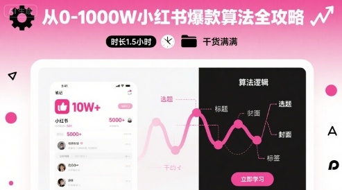 从0-1000W小红书爆款算法全攻略，时长1.5小时，干货满满-猴哥项目网