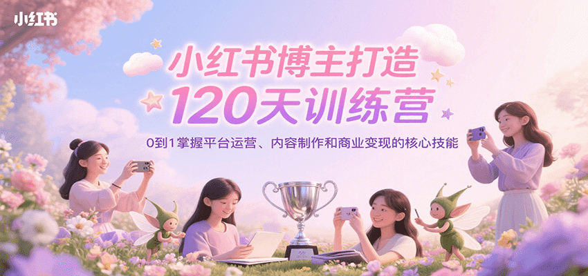 小红书博主打造120天训练营，0到1掌握平台运营、内容制作和商业变现-猴哥项目网