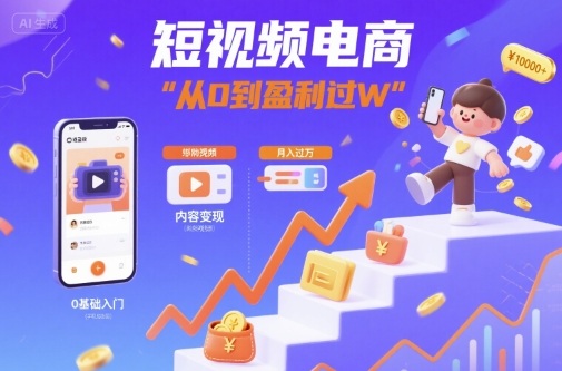 短视频电商：短视频变现从0到盈利过W-猴哥项目网