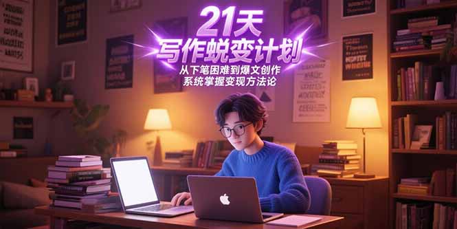 21天写作蜕变计划，从下笔困难到爆文创作，系统掌握变现方法论-猴哥项目网