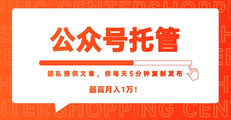 【公众号托管 】我提供文章，你每天５分钟复制发布，最高月入1W-猴哥项目网