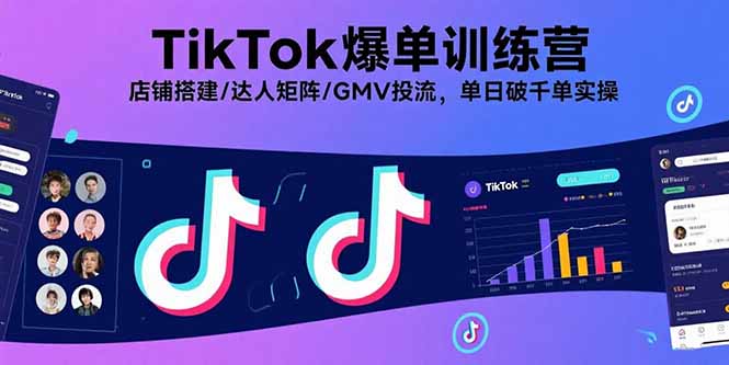 TikTok爆单训练营，店铺搭建/达人矩阵/GMV投流，单日破千单实操-猴哥项目网