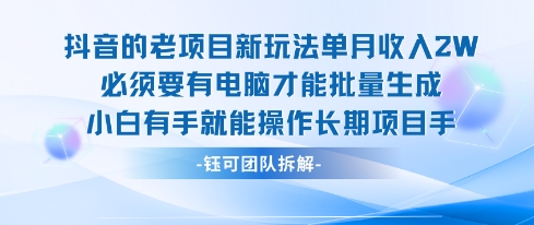 老项目新玩法单月收入2W小白有手就能操作长期项目-猴哥项目网