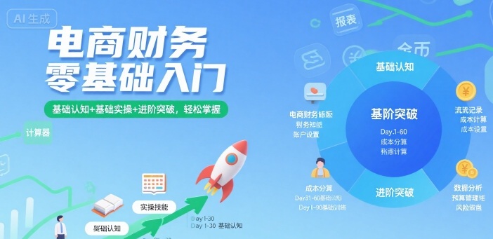 电商财务零基础入门，基础认知+基础实操+进阶突破，轻松掌握-猴哥项目网