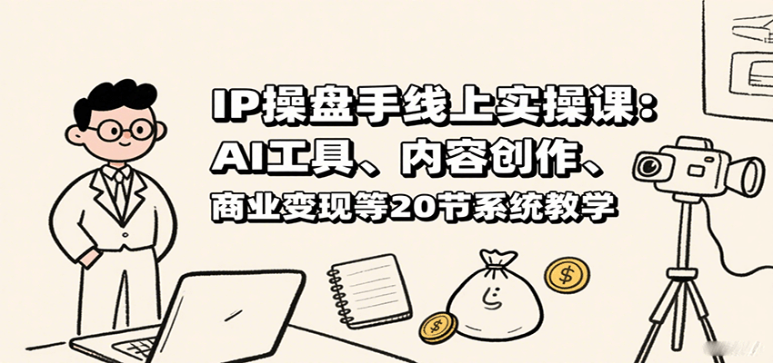 IP操盘手线上实操课：AI工具、内容创作、商业变现等20节系统教学-猴哥项目网