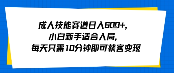 成人技能赛道日入多张，小白新手适合入局，每天只需10分钟即可获客变现-猴哥项目网
