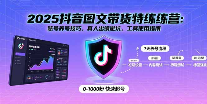 2025抖音图文带货特练营：账号养号技巧，真人出镜避坑，工具使用指南-猴哥项目网