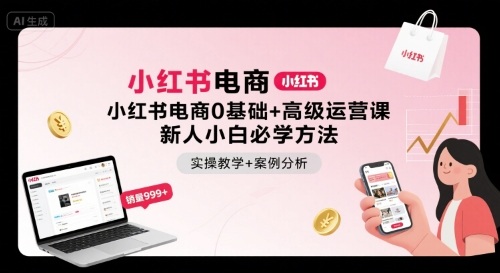 小红书电商0基础+高级运营课，新人小白必学方法，实操教学+案例分析-猴哥项目网