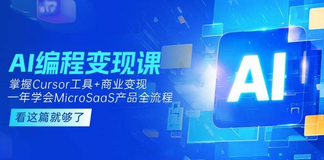 AI编程变现课：掌握Cursor工具+商业变现，一年学会MicroSaaS产品全流程-猴哥项目网