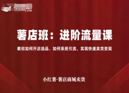 小红薯薯店商城卖货，进阶流量课，教你如何开店选品、如何系统引流，实现快速卖货变现-猴哥项目网