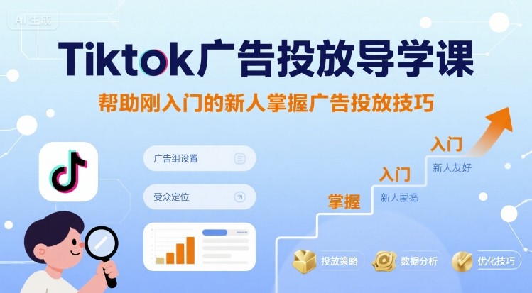 Tiktok广告投放导学课，帮助刚入门的新人掌握广告投放技巧-猴哥项目网