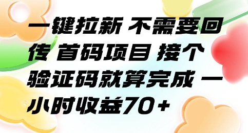 一键拉新 不需要回传 首码项目 接个验证码就算完成 一小时收益70+【揭秘】-猴哥项目网