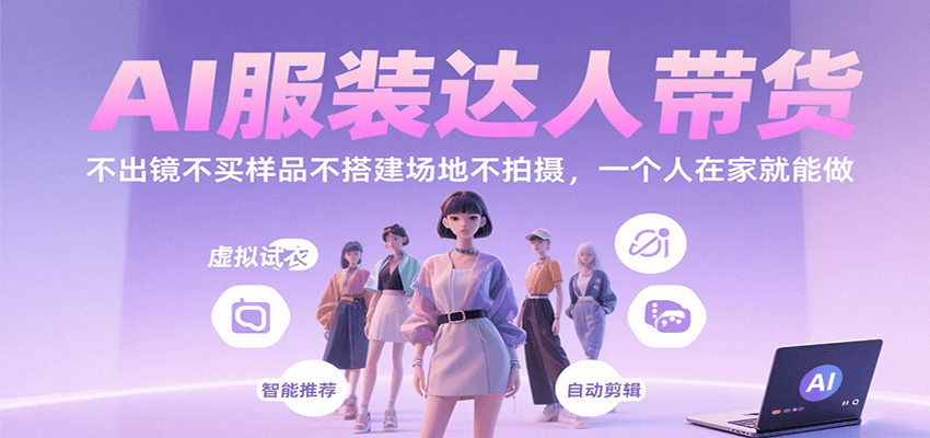 AI服装达人带货，不出镜不买样品不搭建场地不拍摄，一个人在家就能做-猴哥项目网