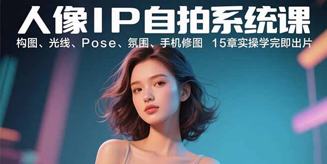 人像IP自拍系统课：构图、光线、Pose、氛围、手机修图 15章实操学完即出片-猴哥项目网